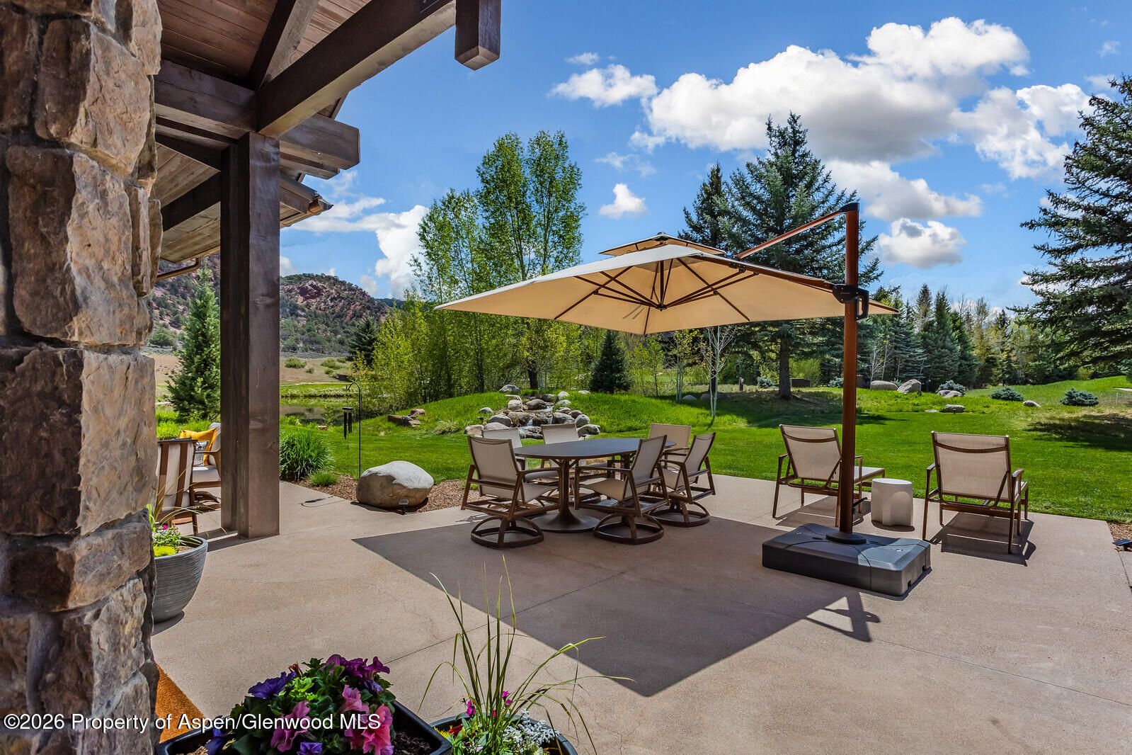 38 Diamond A Ranch Road Carbondale, CO 81623 - Photo 99 of 158 Backyard Water Feature, Patio and Jacuz