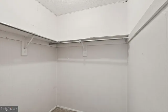 a view of an empty walk in closet