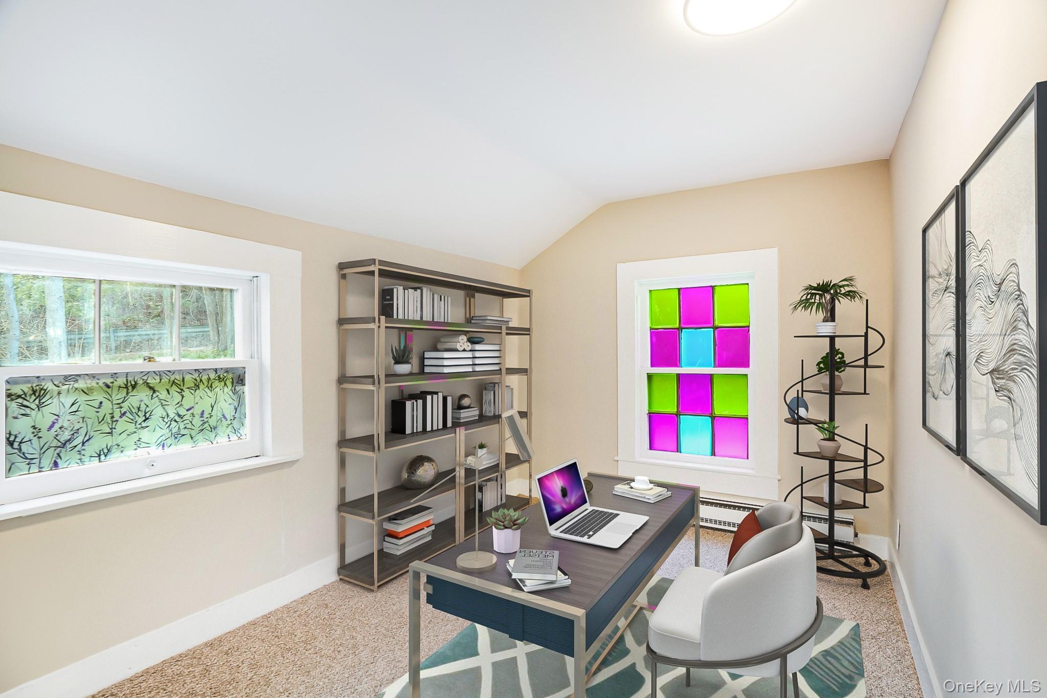 14 Old Rte 55 Pawling, NY 12564 - Photo 22 of 27 Carpeted home office featuring lofted ceiling, plenty of natural light, and a baseboard radiator