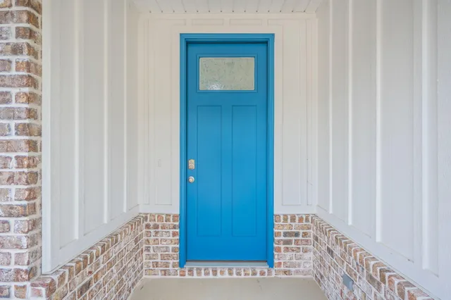 a view of a wooden door