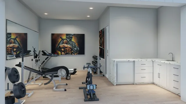 a view of a room with gym equipment