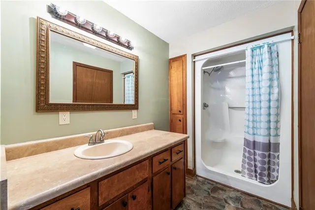 a view of a storage room with racks