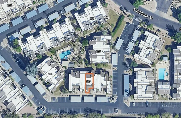 an aerial view of a large building