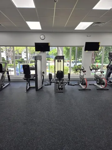 a view of a room with gym equipment