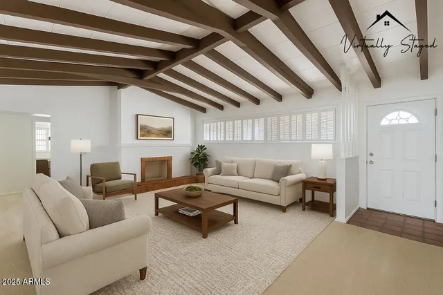 a view of a yard with sitting area