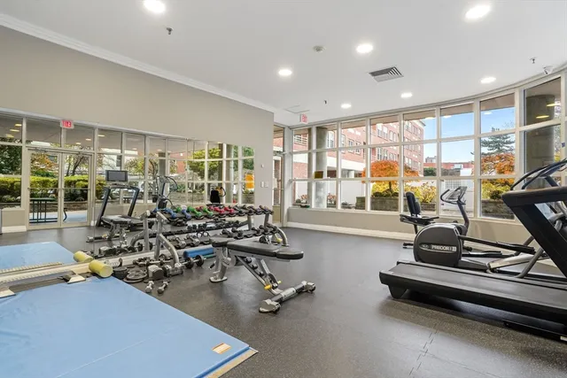 a view of a room with gym equipment