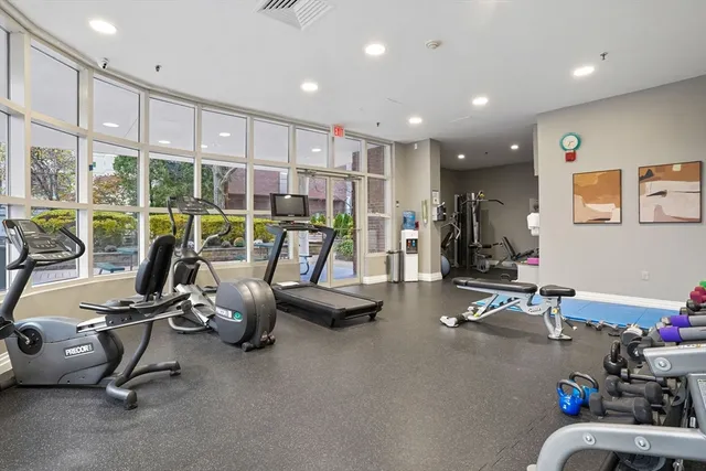 a view of a room with gym equipment