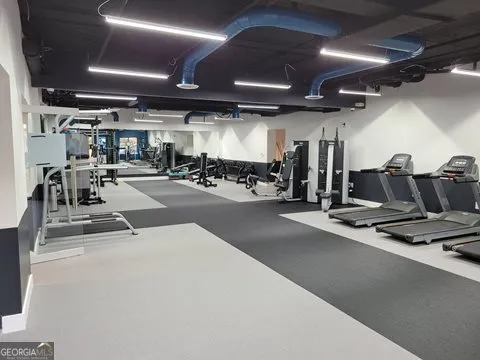 a view of a room with gym equipment