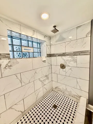 a bathroom with a shower