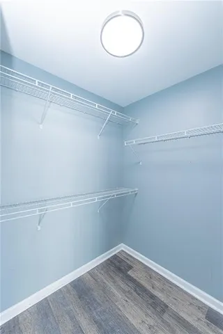 a view of a room with racks on the wall