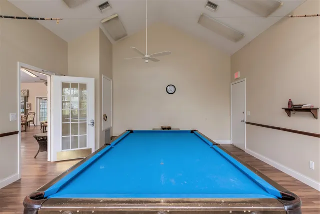 a room with pool table