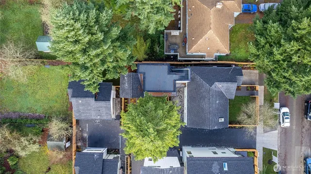 an aerial view of a house