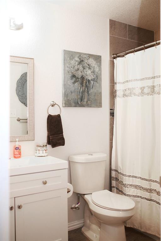 7311 Farm To Market Road 1886, Unit 101 Azle, TX 76020 - Photo 34 of 37 a bathroom with a toilet a sink and a mirror