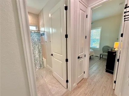 a bathroom with a bathtub