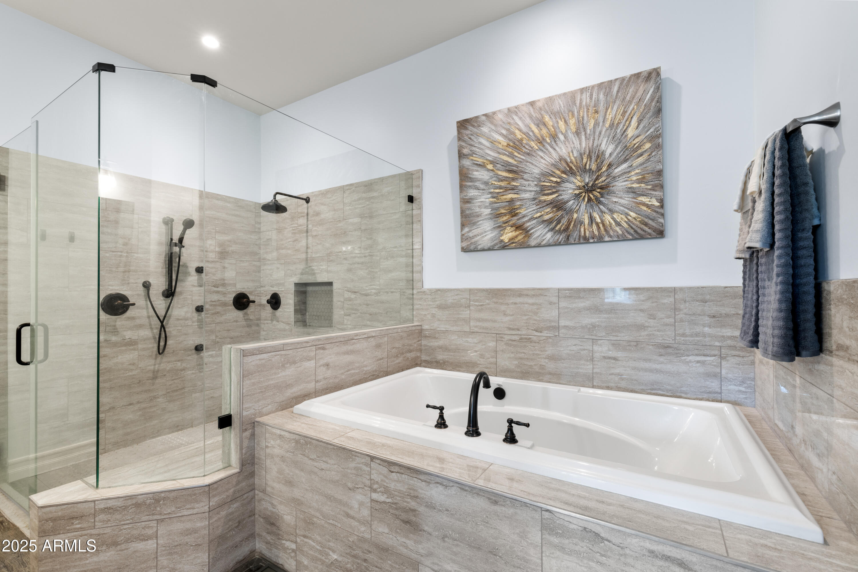 10 Ho Hum Circle Sedona, AZ 86351 - Photo 27 of 48 a bathroom with a tub a sink and glass door shower