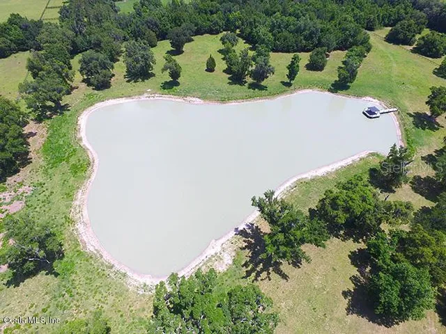 an aerial view of a house with a lake view