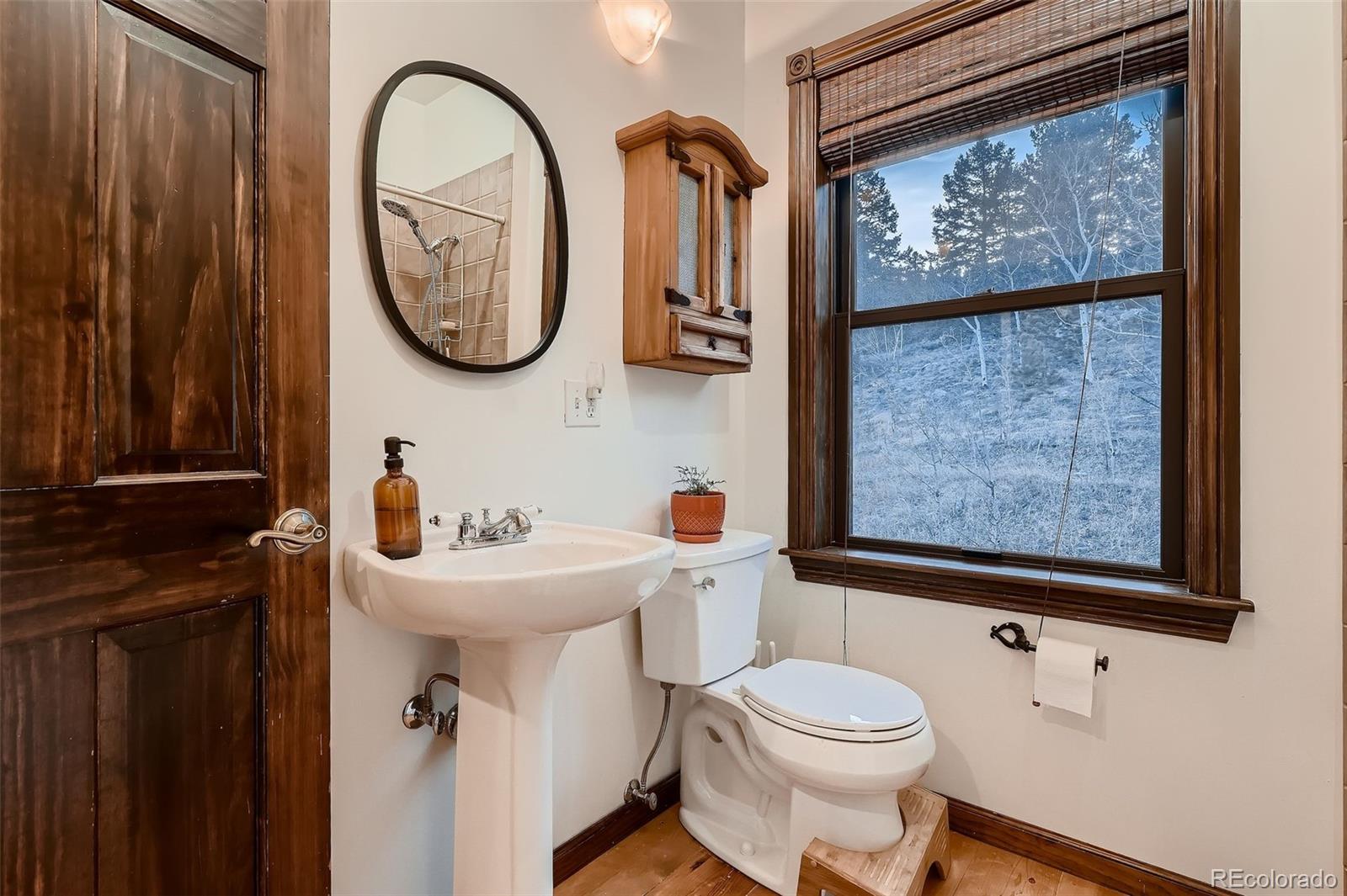 2169 Dory Hill Road Black Hawk, CO 80422 - Photo 23 of 46 a bathroom with a toilet a sink and a mirror