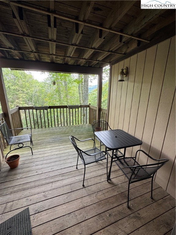 175 Ridgeview Road, Unit 2 Sugar Mountain, NC 28604 - Photo 5 of 20 a view of a chairs and table on the deck