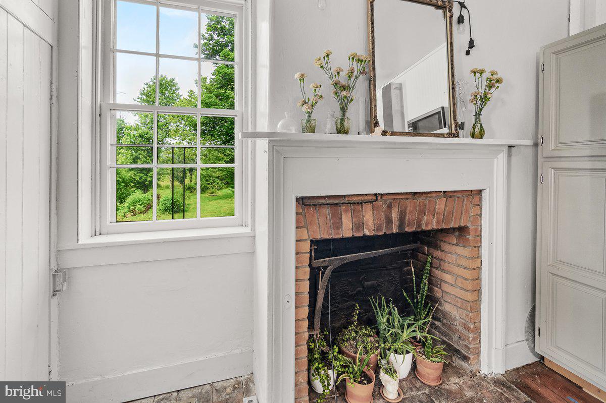 1498 Mckinstrys Mill Road Union Bridge, MD 21791 - Photo 21 of 54 a living room with a fireplace and potted plants