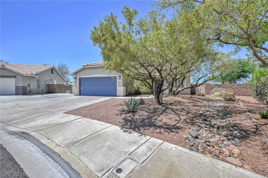 1234 Sunfire Street Henderson, NV 89014 - Photo 3 of 40 A vibrant tree shades the welcoming facade of this desert residence with an attached garage.