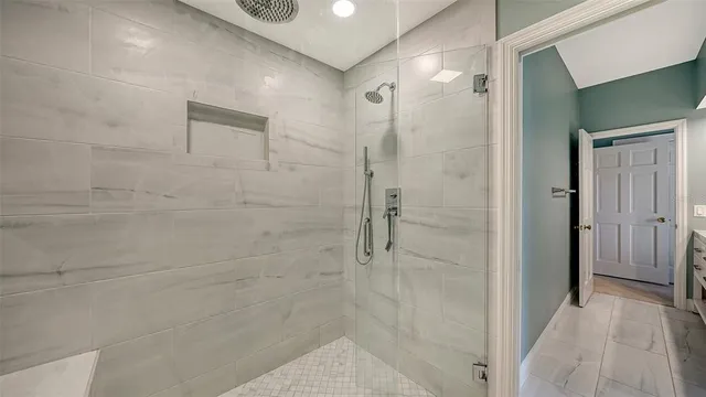 a view of a lake with a yard and mountain view