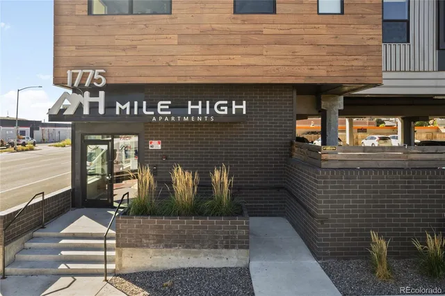 a front view of a building with street