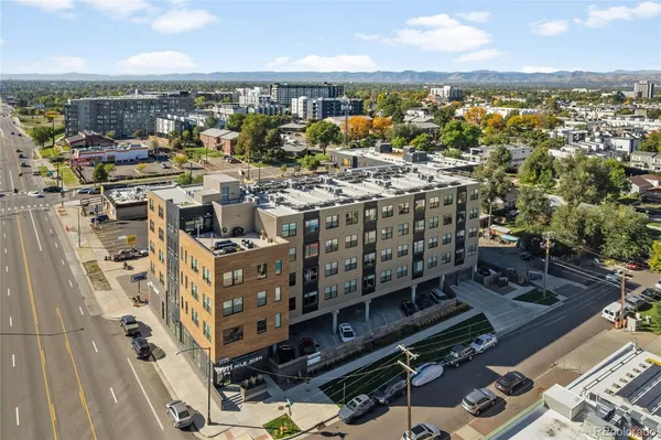 a view of a city with tall buildings