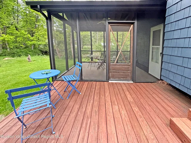 a outdoor view with a wooden floor and outdoor space