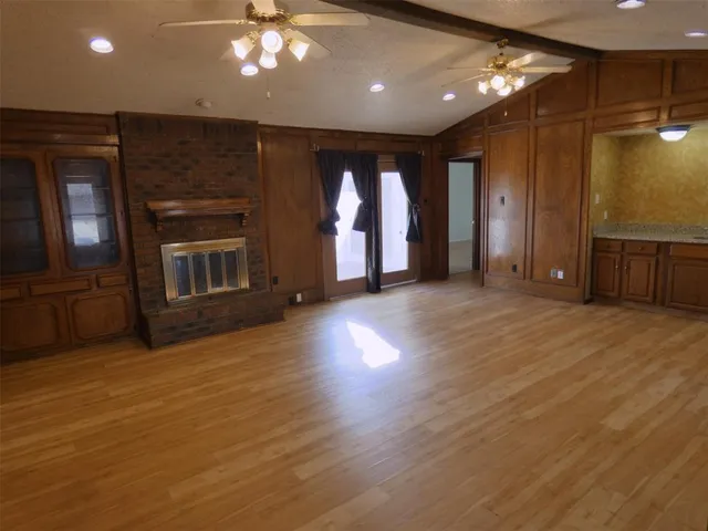 a view of a livingroom with a fireplace