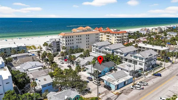 an aerial view of a house