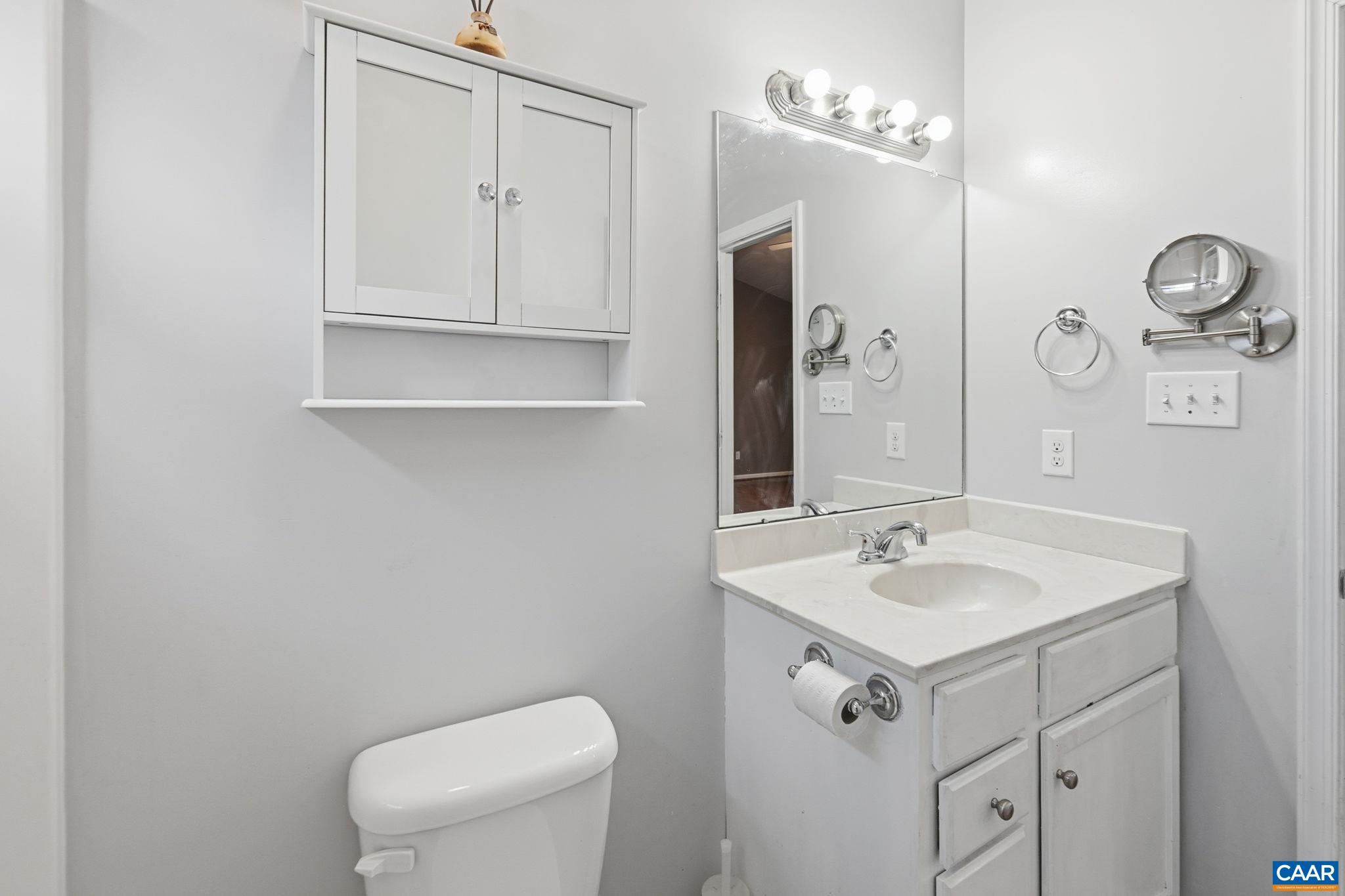 2093 Swift Run Road Ruckersville, VA 22968 - Photo 28 of 57 a bathroom with a sink a toilet and mirror