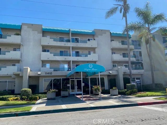 a front view of a building with street