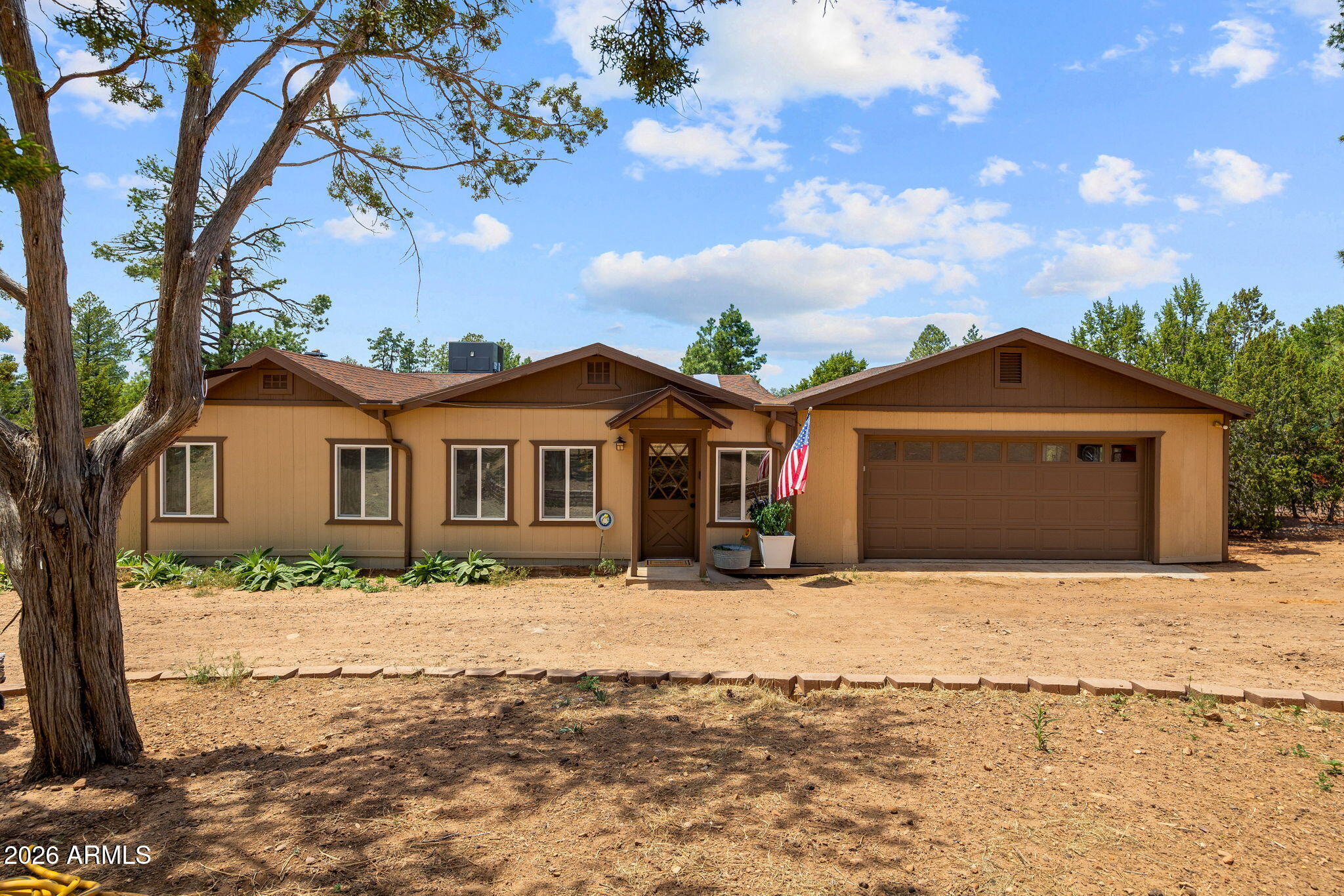 3384 Turkey Run Overgaard, AZ 85933 - Photo 2 of 37 a front view of a house with a yard covered in snow