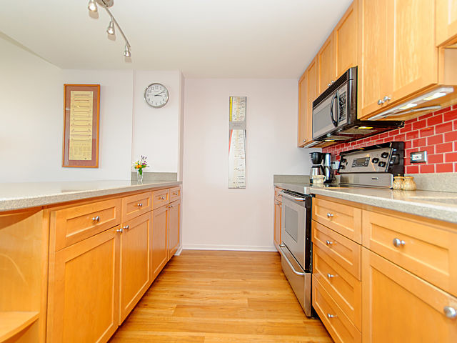 61 West 15th Street, Unit 607 Chicago, IL 60605 - Photo 4 of 23 a kitchen with stainless steel appliances granite countertop a sink and dishwasher a stove with wooden floor