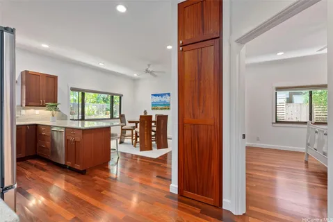 a backyard of a house with lots of green space