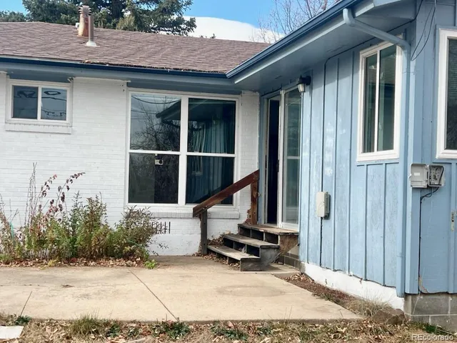a view of backyard with a chair and potted plant