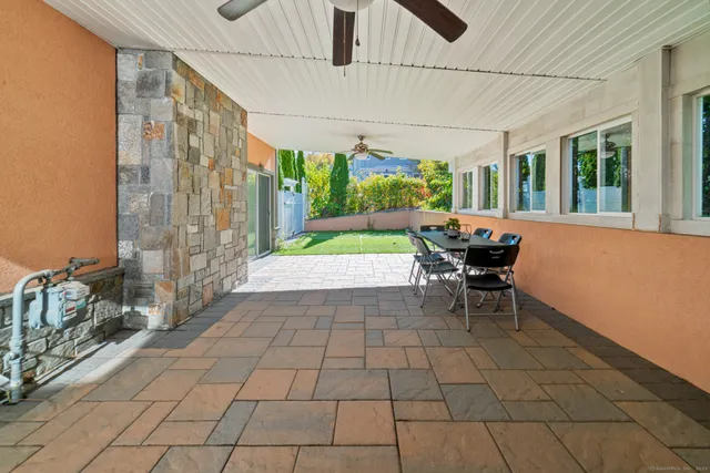 a outdoor space with chairs