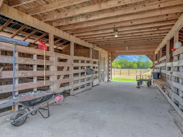 a view of a room with racks