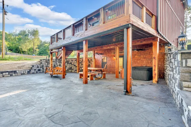 a outdoor living space with furniture