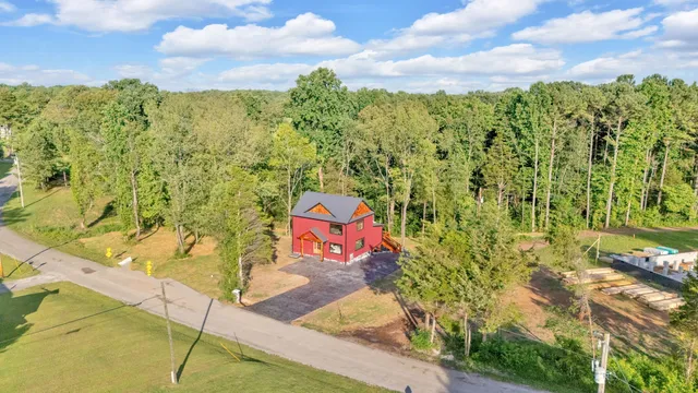 a view of a city with apartment building