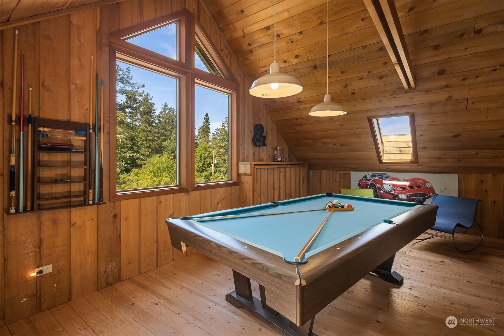 378 Smugglers Cove Road Shaw Island, WA 98286 - Photo 15 of 40 a room with pool table and windows