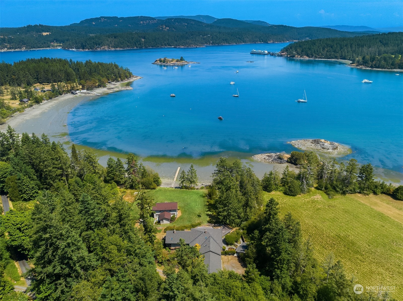 378 Smugglers Cove Road Shaw Island, WA 98286 - Photo 36 of 40 an aerial view of ocean with residential house with lake view