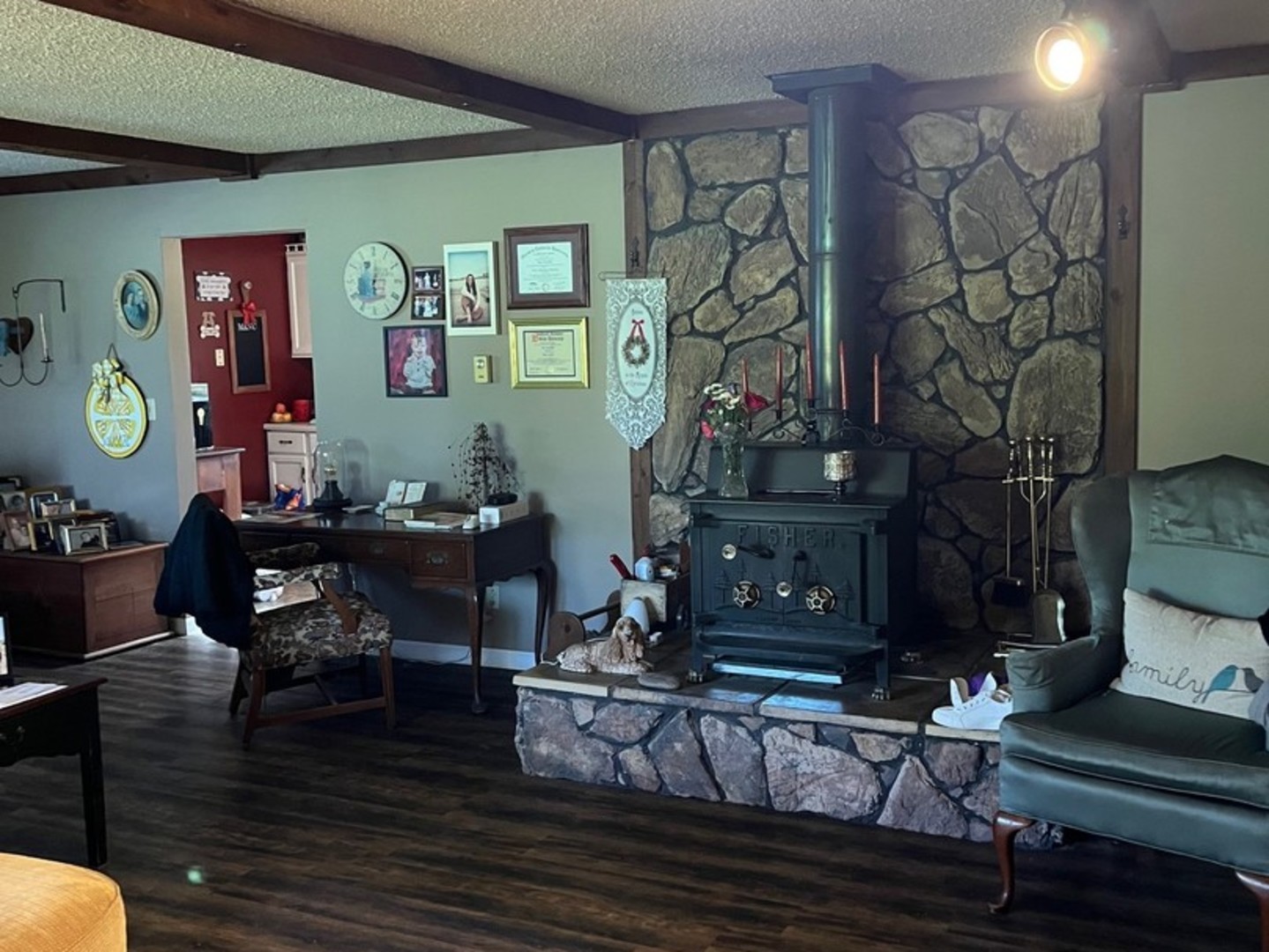 17376 Garrett Road Johnston City, IL 62951 - Photo 10 of 34 a living room with fireplace furniture and wooden floor