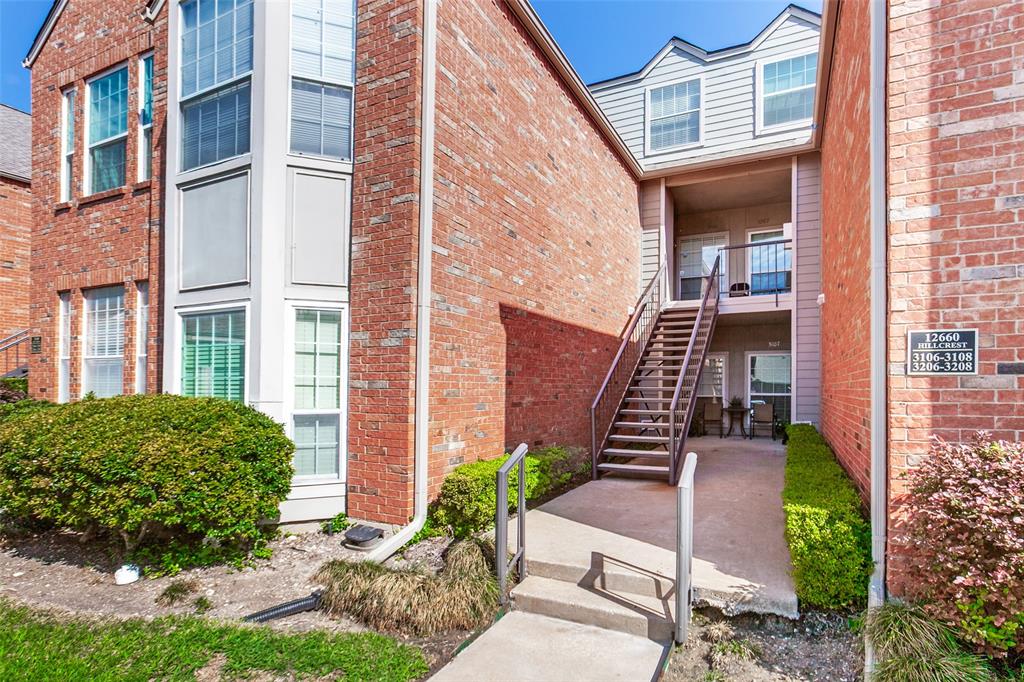 12660 Hillcrest Road, Unit 3206 Dallas, TX 75230 - Photo 1 of 32 Stairway to front door of #3206 in Willimasburg Townhomes at 12660 Hillcrest Road