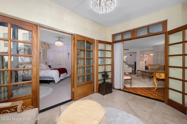 a view of livingroom with chandelier