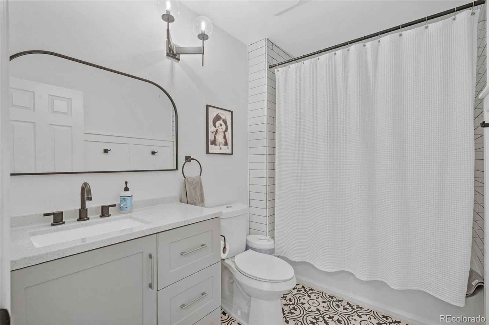 9272 South Crestmore Way Highlands Ranch, CO 80126 - Photo 26 of 46 a bathroom with a toilet sink and mirror