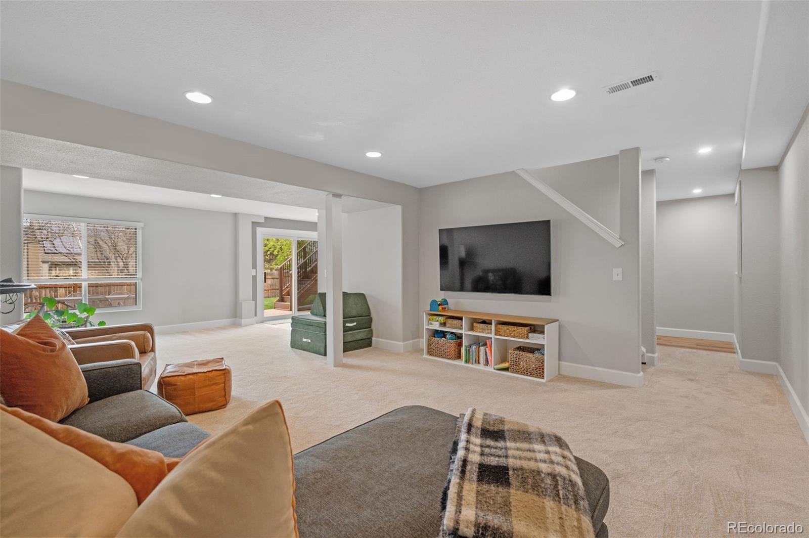 9272 South Crestmore Way Highlands Ranch, CO 80126 - Photo 27 of 46 a living room with furniture and a flat screen tv