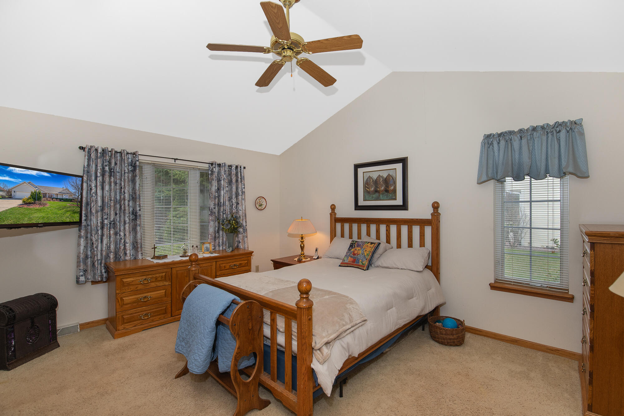 6423 Anforest Lane Mount Pleasant, WI 53406 - Photo 12 of 31 Master Bedroom cathedral ceiling and ceiling fan