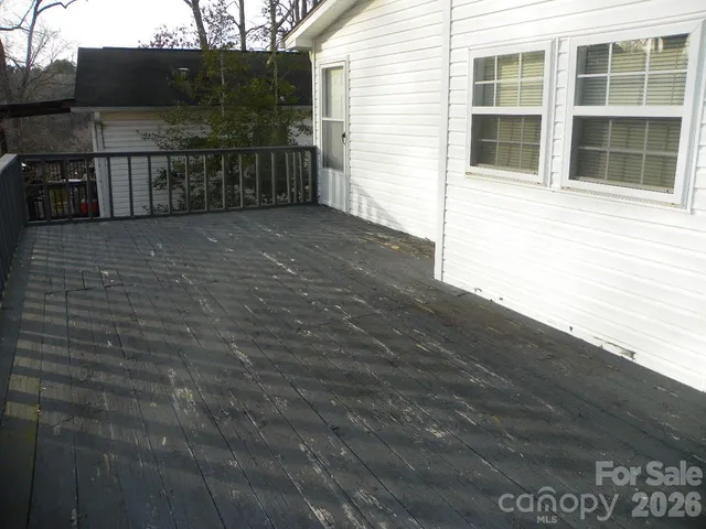 a view of wooden balcony