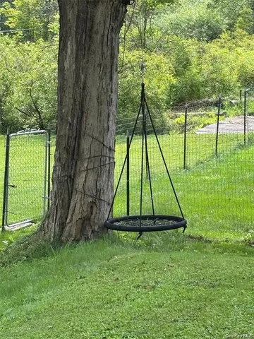 a view of a yard with a tree